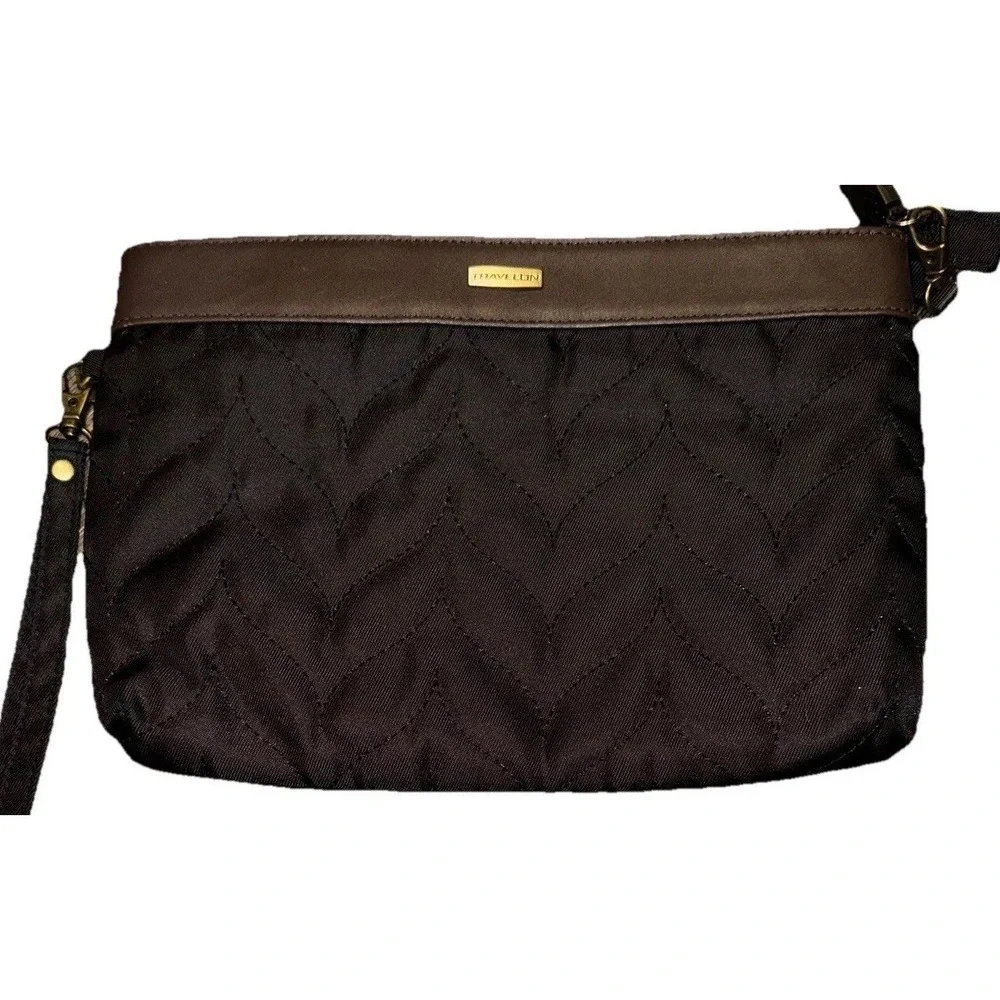 Travelon Wristlet Wallet Anti Theft Black Satin Credit Cards Minimalist 11 X 7